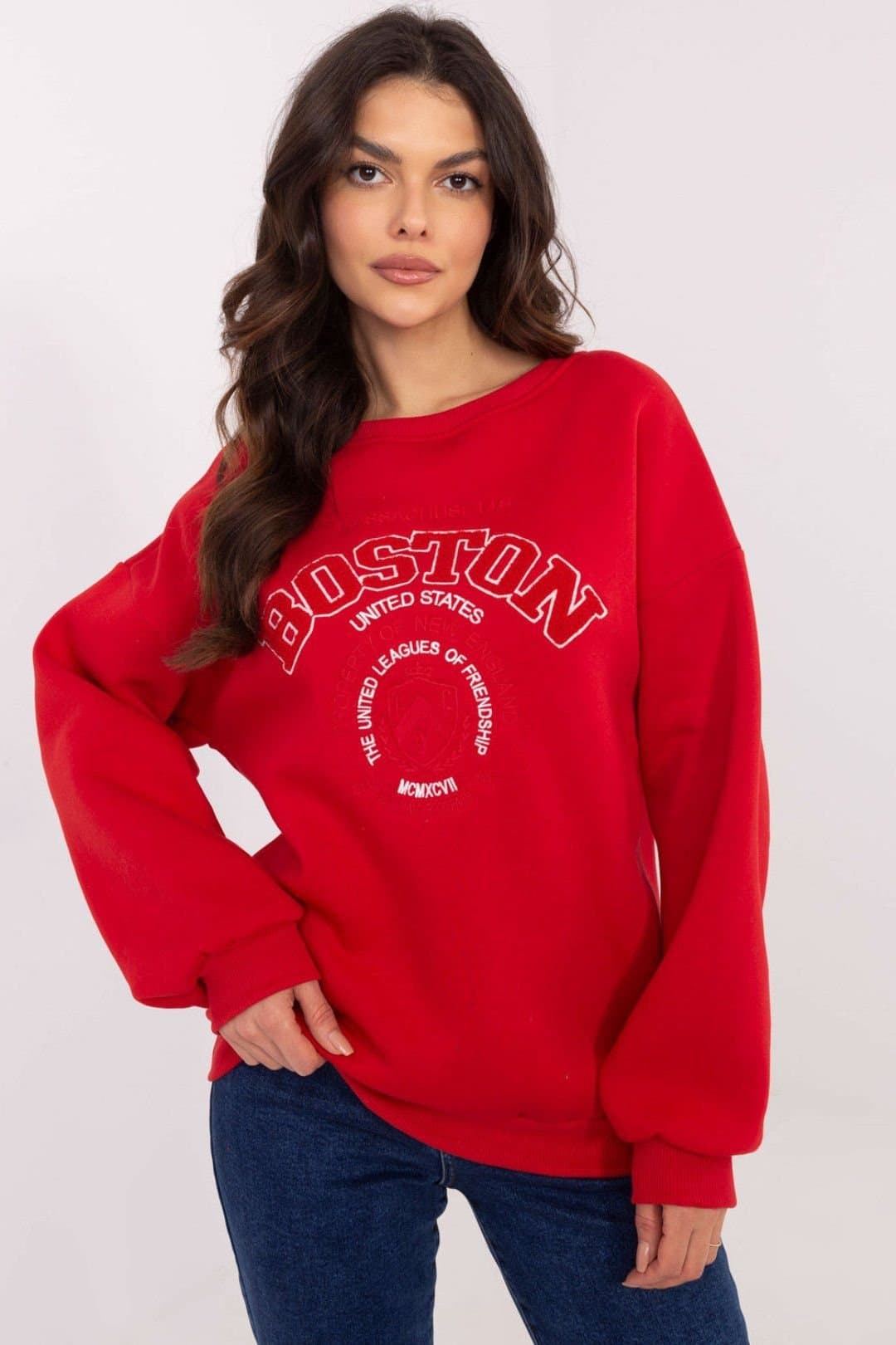 Love Lace Love Lace Women's Cotton Polyester Casual Insulated Sweatshirt in Red