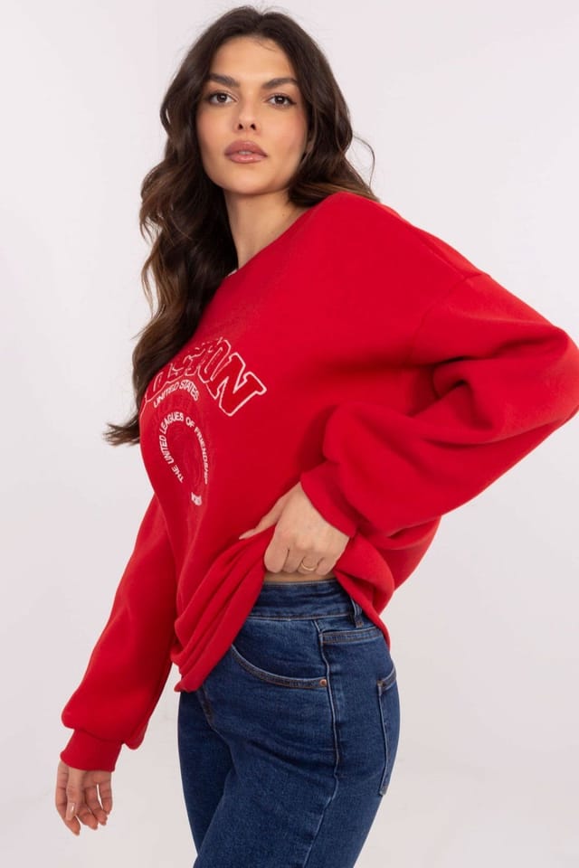 Love Lace Love Lace Women's Cotton Polyester Casual Insulated Sweatshirt in Red - 2