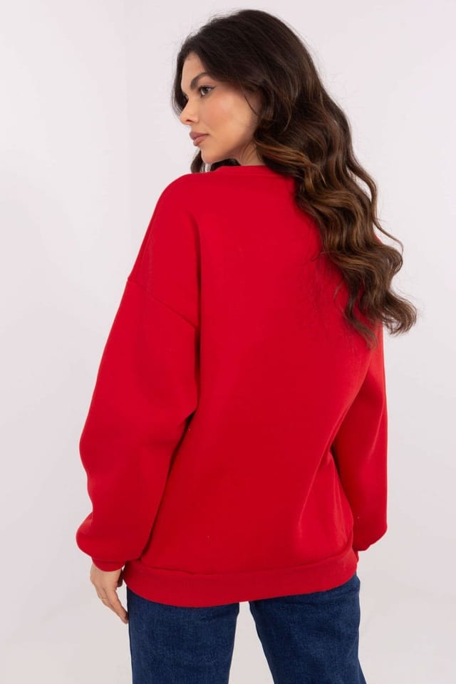 Love Lace Love Lace Women's Cotton Polyester Casual Insulated Sweatshirt in Red - 3