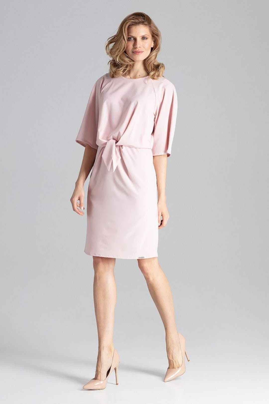 Love Lace Love Lace Women's Delicate Knee Length Raglan Sleeve Dress in Pink
