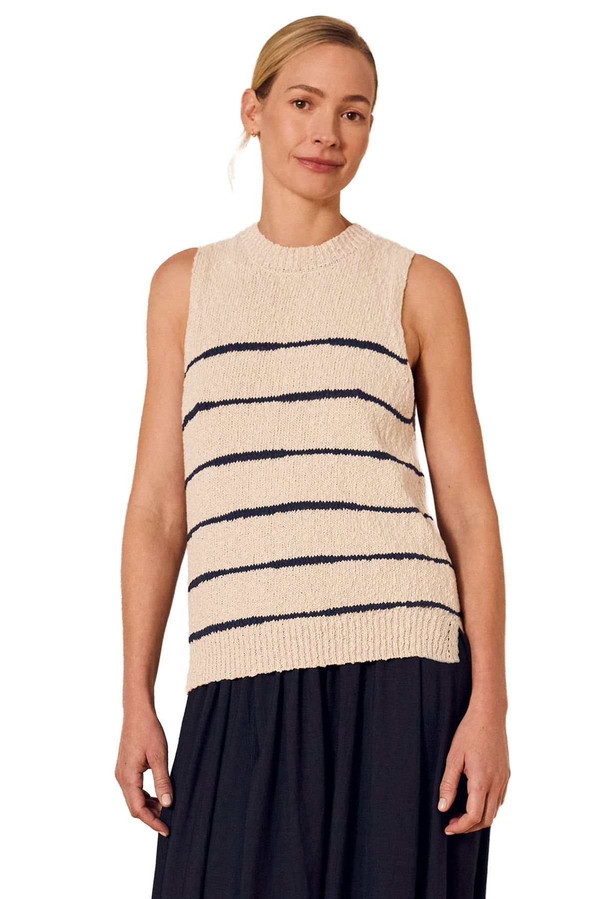 Celtic & Co Celtic & Co Women's Drop Stitch Knitted Vest Top in Dark Navy