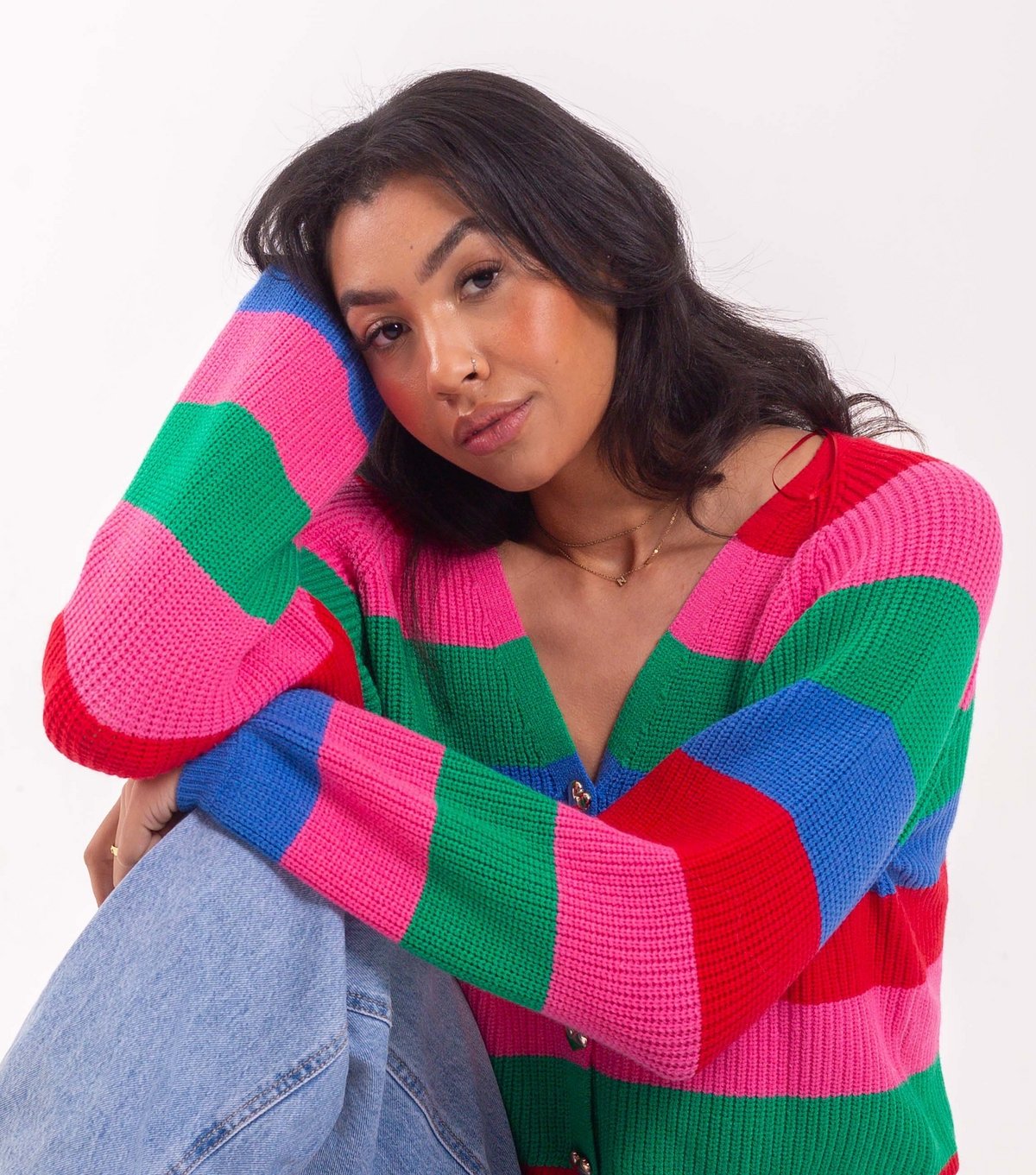 Sunshine Soul Women's Multi Colour Striped Cropped Cardigan Sunshine Soul New Look - 4