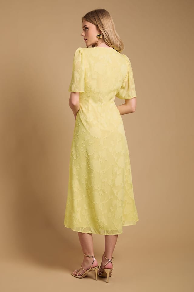 Oasis Oasis Women's Button Jacquard Midi Dress in Butter - 3