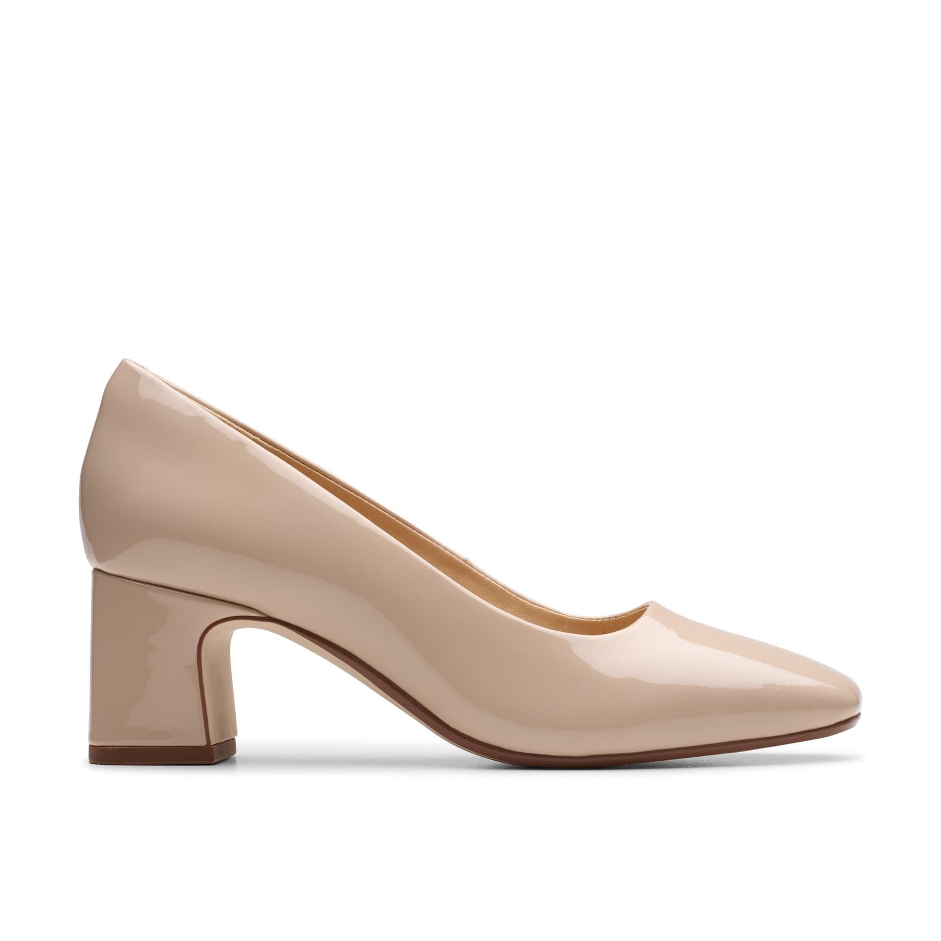 Clarks Clarks Women's Fernie Court Sand Patent Court Shoes, Slip Ons, Heels in Beige