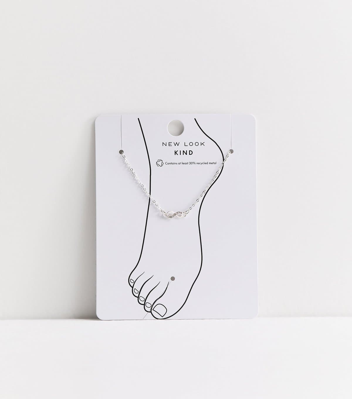New Look New Look Silver Tone Diamanté Infinity Charm Anklet
