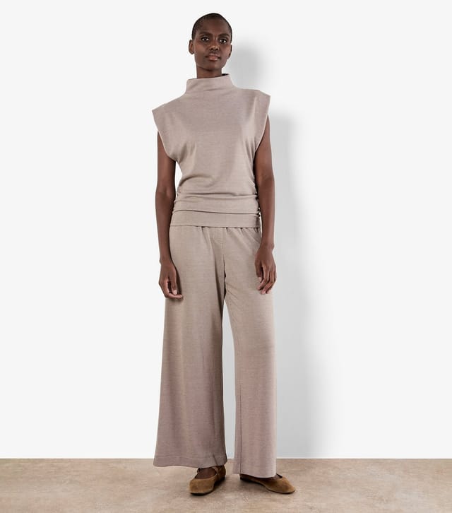 Apricot Women's Stone Dogtooth Elasticated Waist Trousers Apricot New Look - 2
