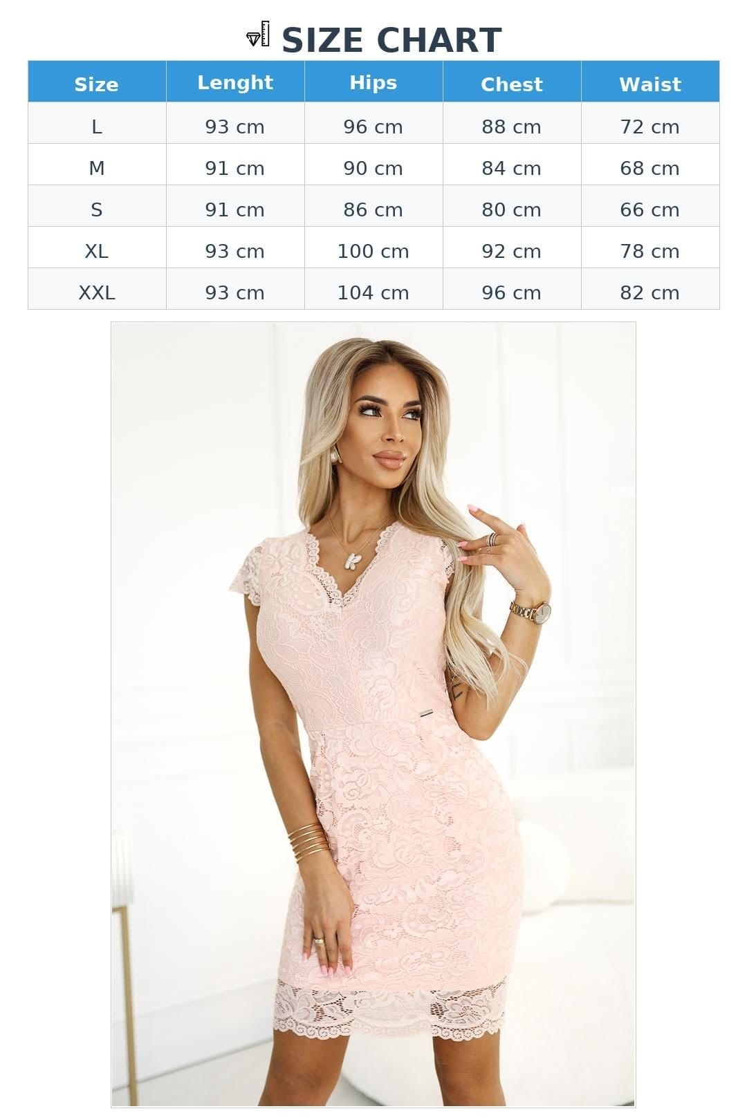 Love Lace Love Lace Women's Elegant Lace Evening Dress With Deep V Neck in Pink - 4