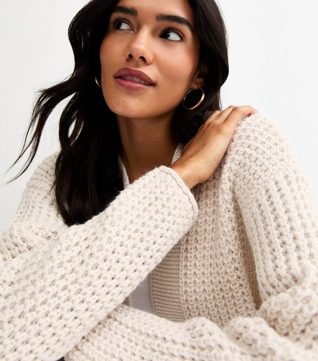 New Look Women's Off White Chunky Open Front Cardigan New Look - 2