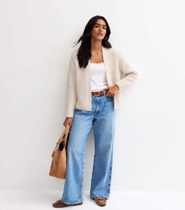 New Look Women's Off White Chunky Open Front Cardigan New Look - 3