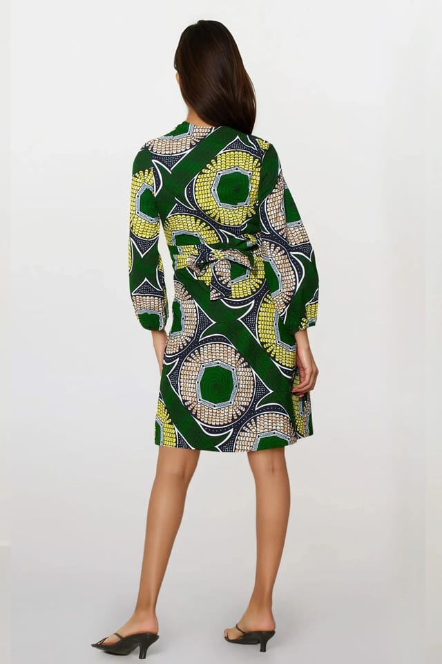 Dals Hart Dals Hart Women's Green Print Wrap Dress - 3