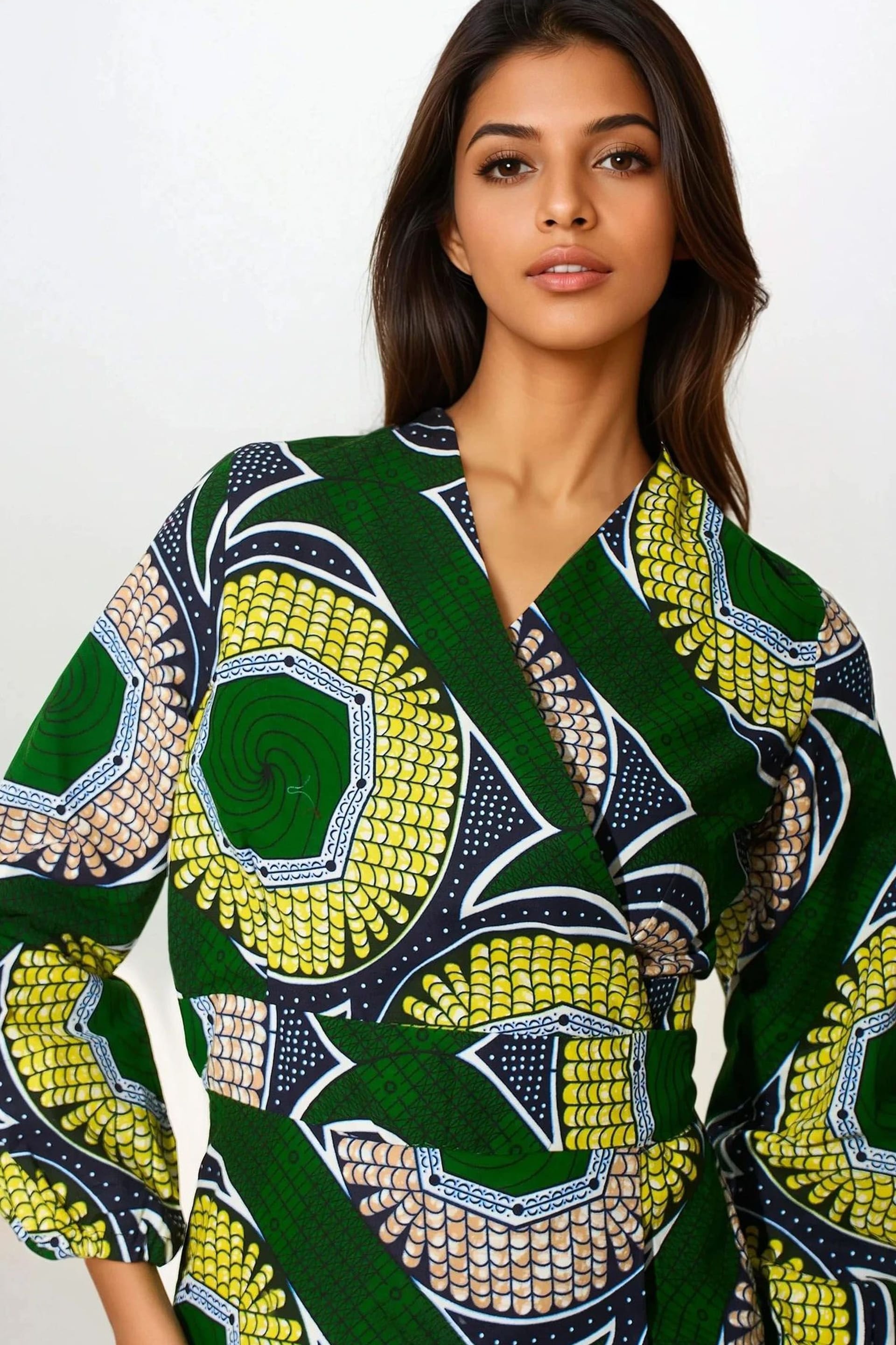 Dals Hart Dals Hart Women's Green Print Wrap Dress - 4
