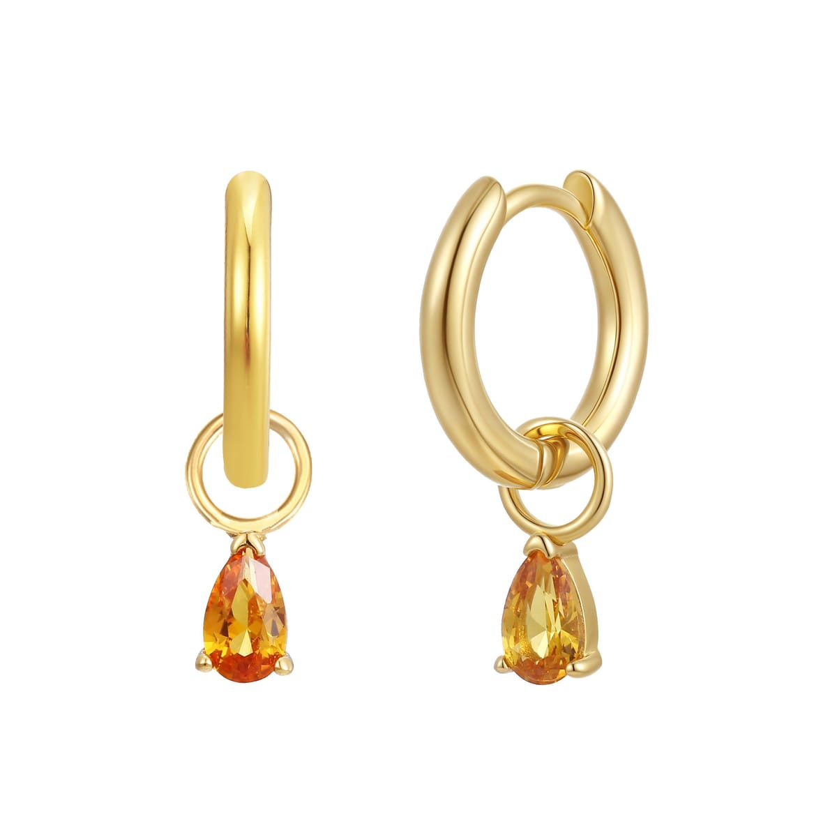 Gold Trip Gold Trip Women's November Huggie Hoop Birthstone Charm Earrings in Gold - 1