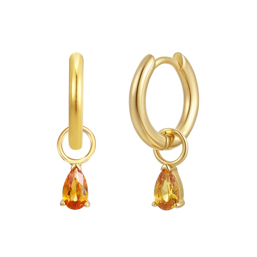 Gold Trip Gold Trip Women's November Huggie Hoop Birthstone Charm Earrings in Gold - 1