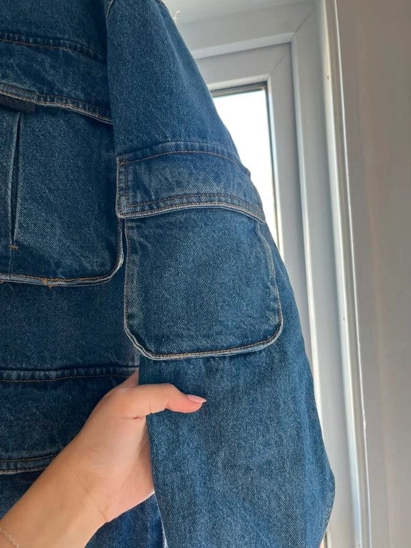 Bershka Blue Chunky Denim Winter Jacket