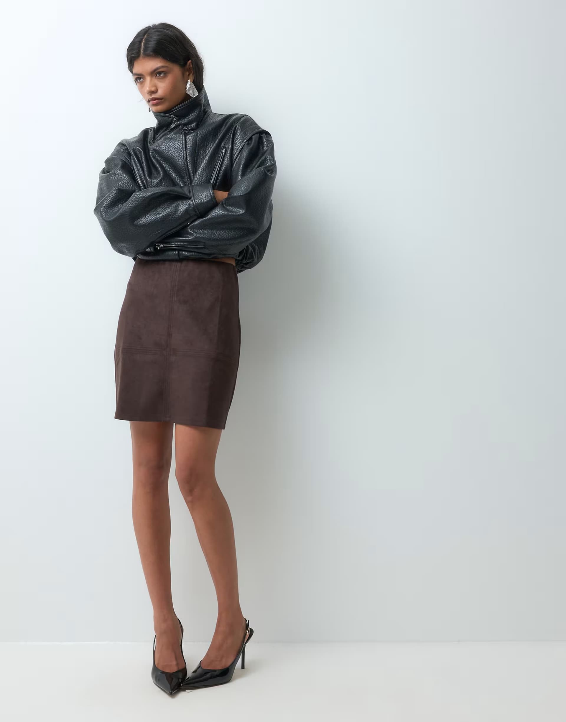 ASOS Vero Moda faux suede mini skirt in chocolate brown