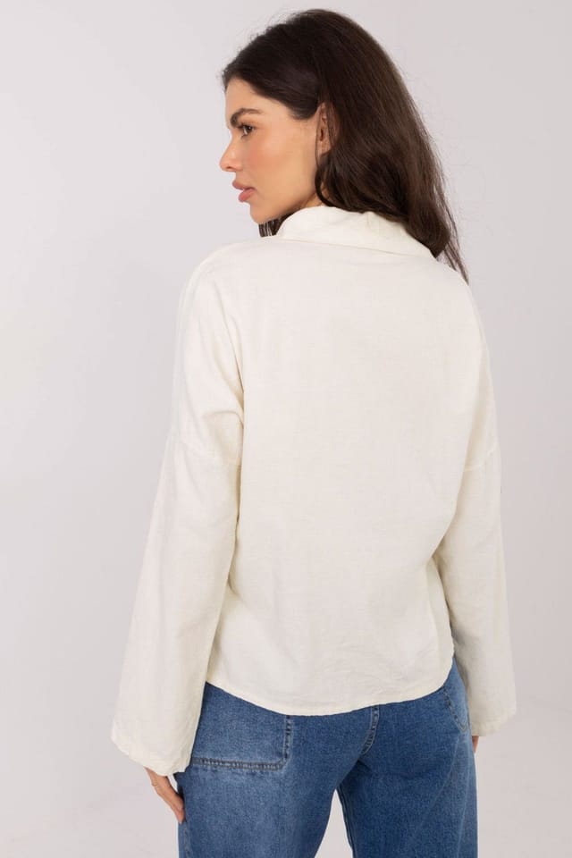 Love Lace Love Lace Women's Corduroy Long Sleeve Shirt in Off-White - 3