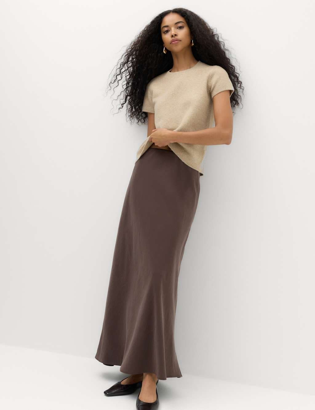 Marks & Spencer M&S Maxi Slip Skirt Dark Chocolate