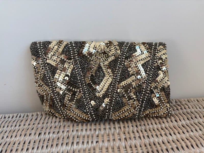 New Look Sequin gold silver clutch bag new look