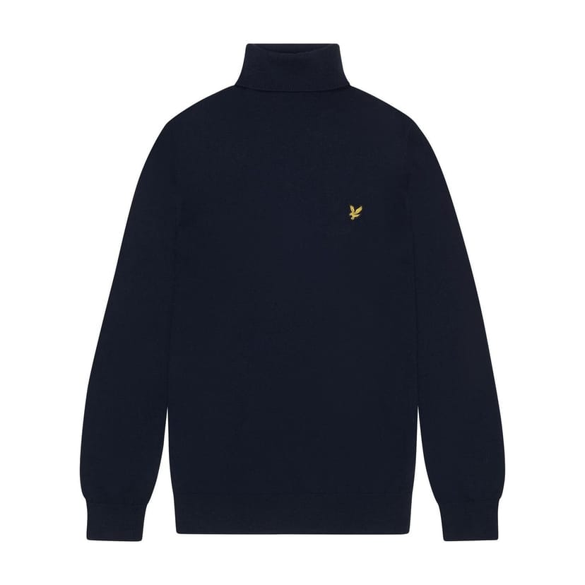 Lyle & Scott Lyle & Scott Men's Cotton Merino Turtle Neck Jumper in Dark Navy - 1