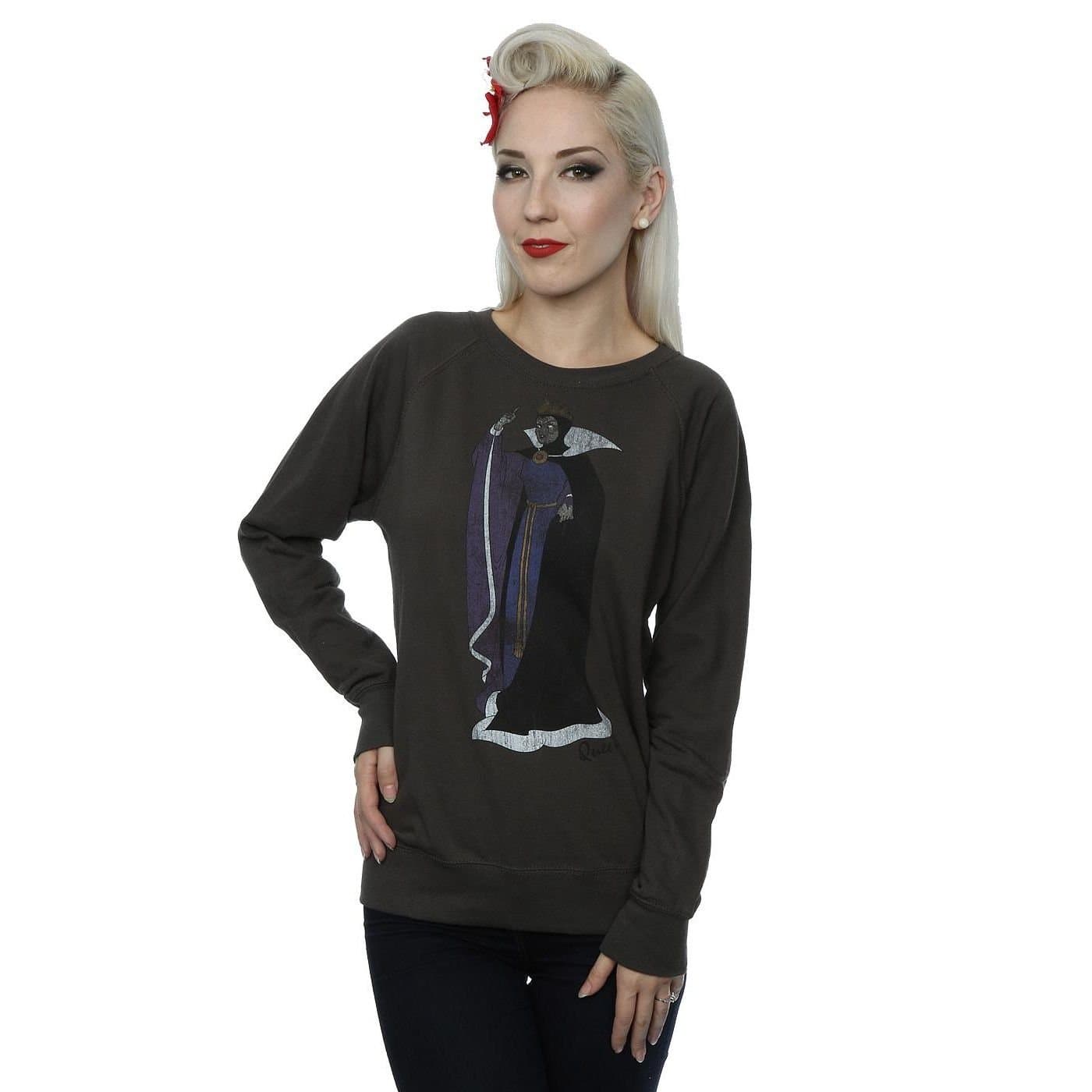 Snow White And The Seven Dwarfs Snow White And The Seven Dwarfs Women's Classic Evil Queen Heather Sweatshirt in Mid Grey