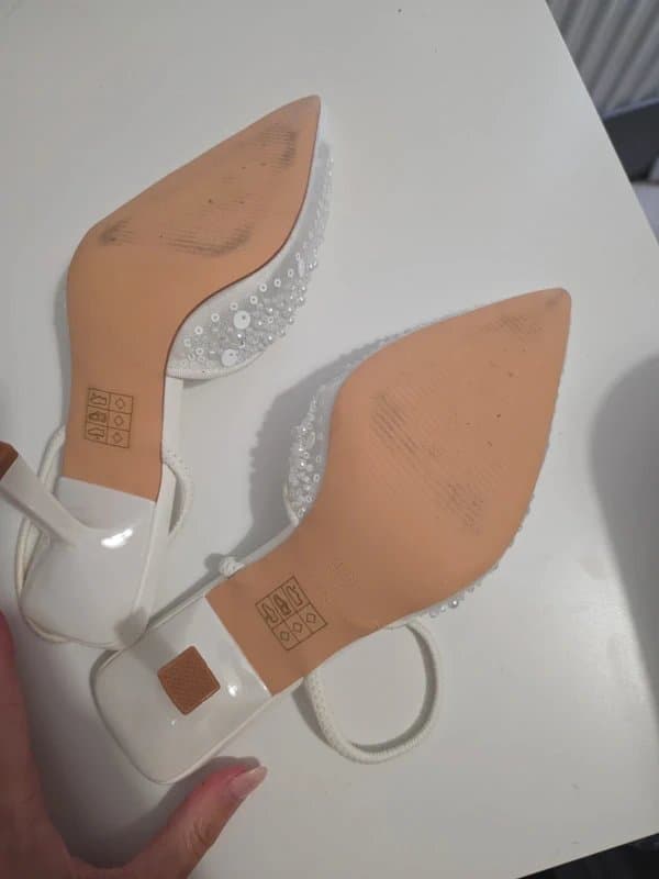 ASOS Asos seqwl white embellished bridal heels size 4