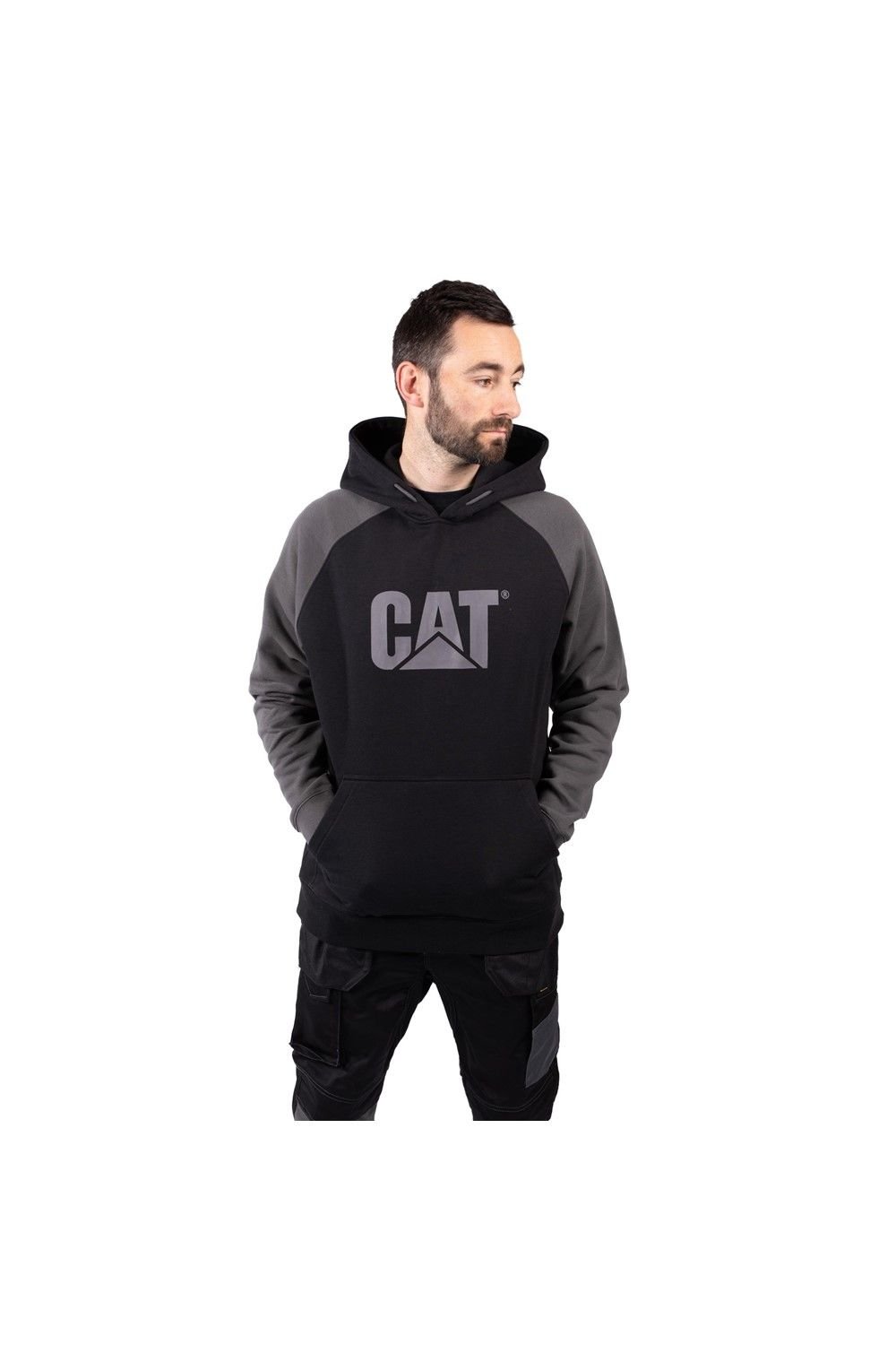 Caterpillar Caterpillar Men's Raglan Hooded Sweatshirt in Black - 2