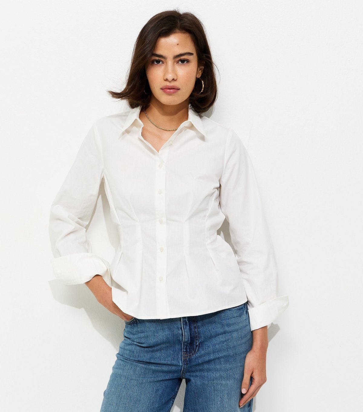 New Look Women's White Cotton Waisted Shirt New Look - 3