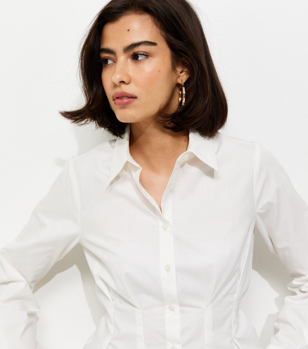 New Look Women's White Cotton Waisted Shirt New Look - 4