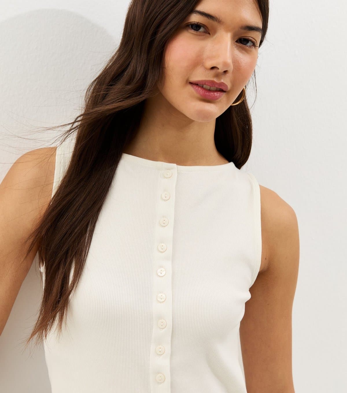 New Look New Look Cream Ribbed Jersey Tank Top