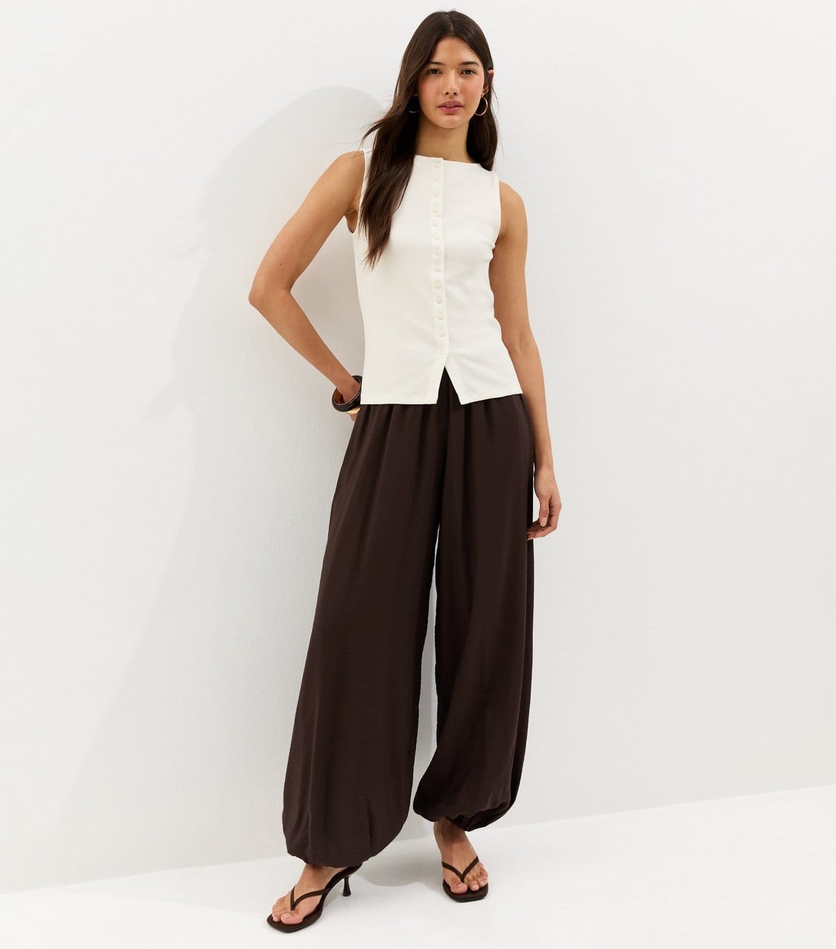 New Look Women's Cream Button Through Tank Top New Look - 3