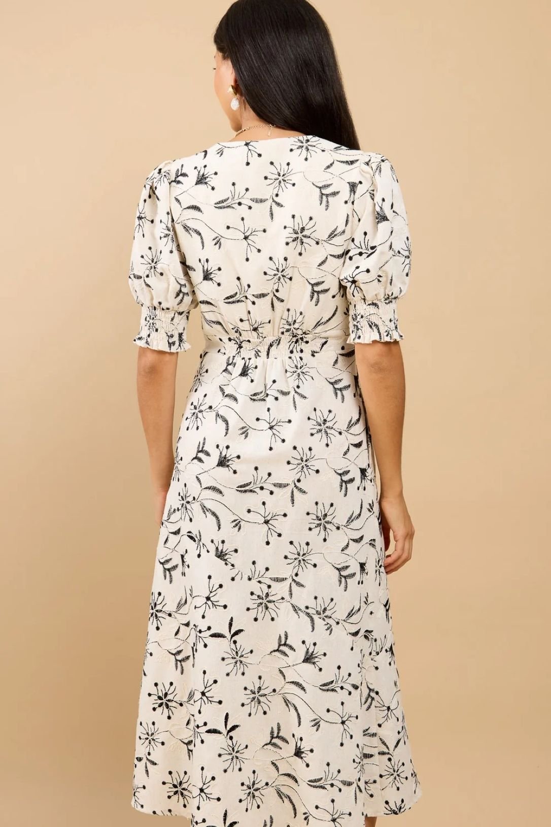 Little Mistress Little Mistress Women's Natural Embroidered Midaxi Dress - 2