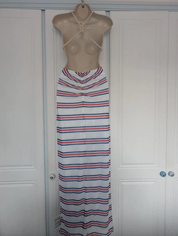 ASOS ASOS Design twist bust midi dress with rope knot detail back in stripe size 8