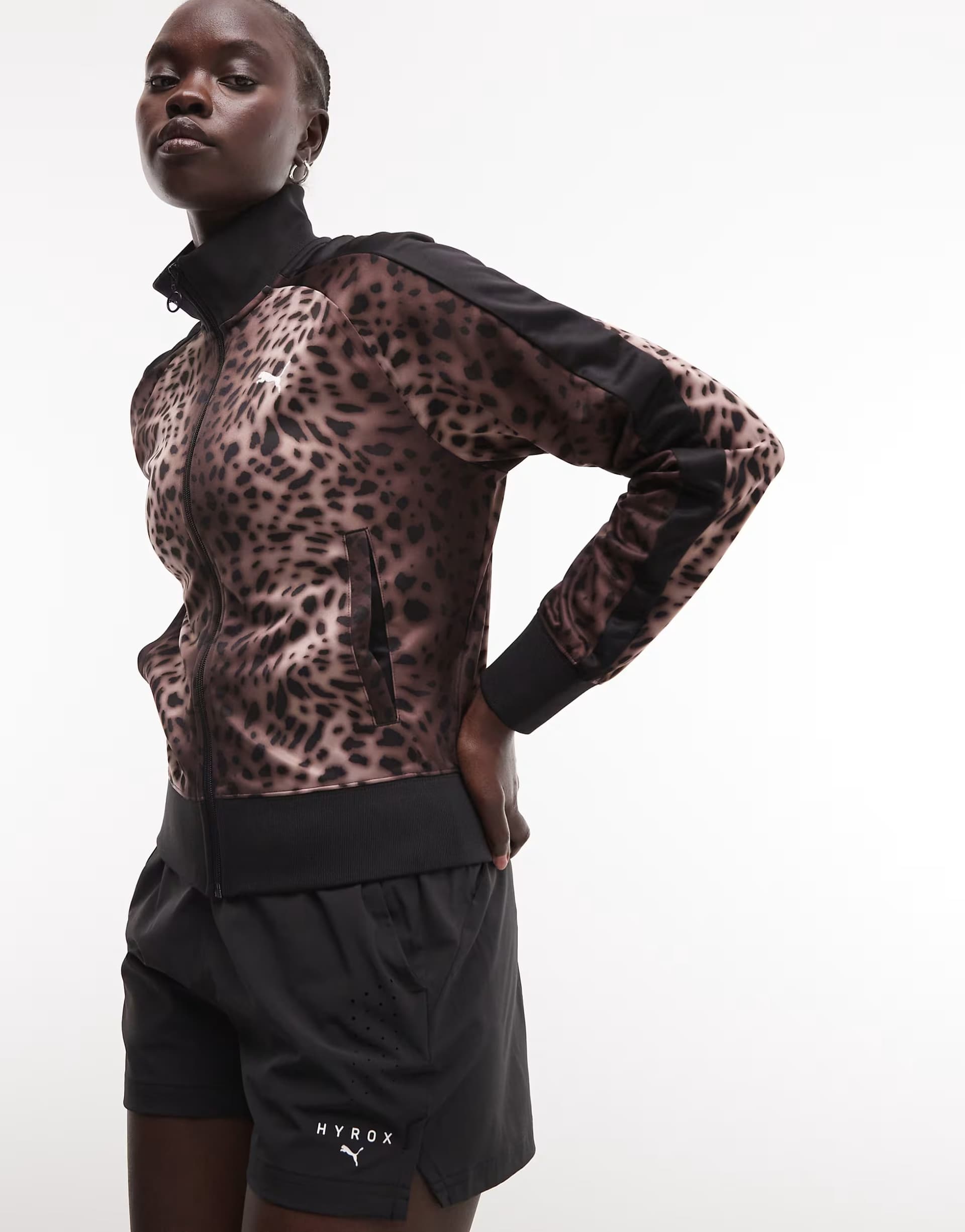 ASOS Puma T7 leo luxe short track jacket in black 