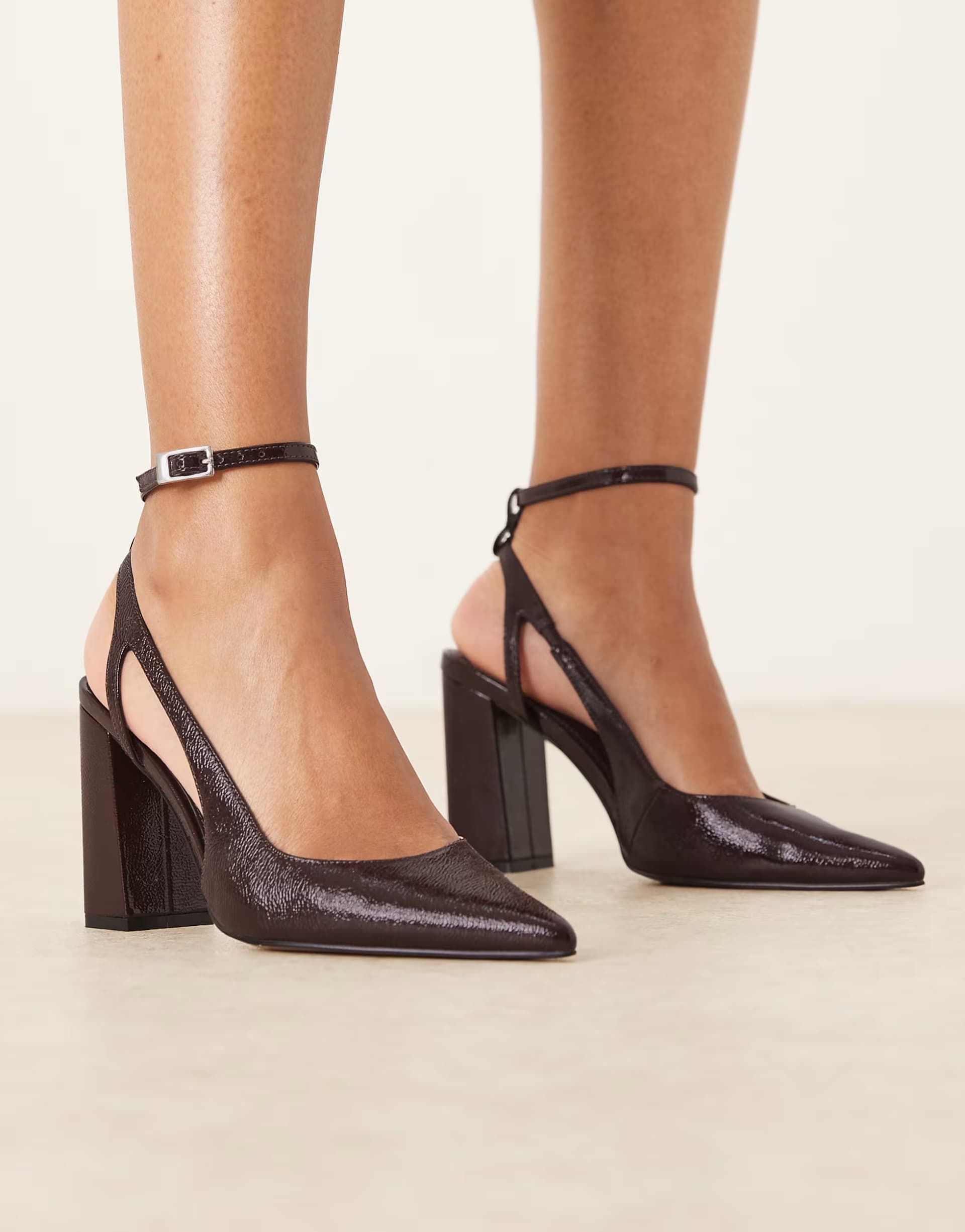 ASOS ASOS DESIGN Paisley high block heel shoes in chocolate