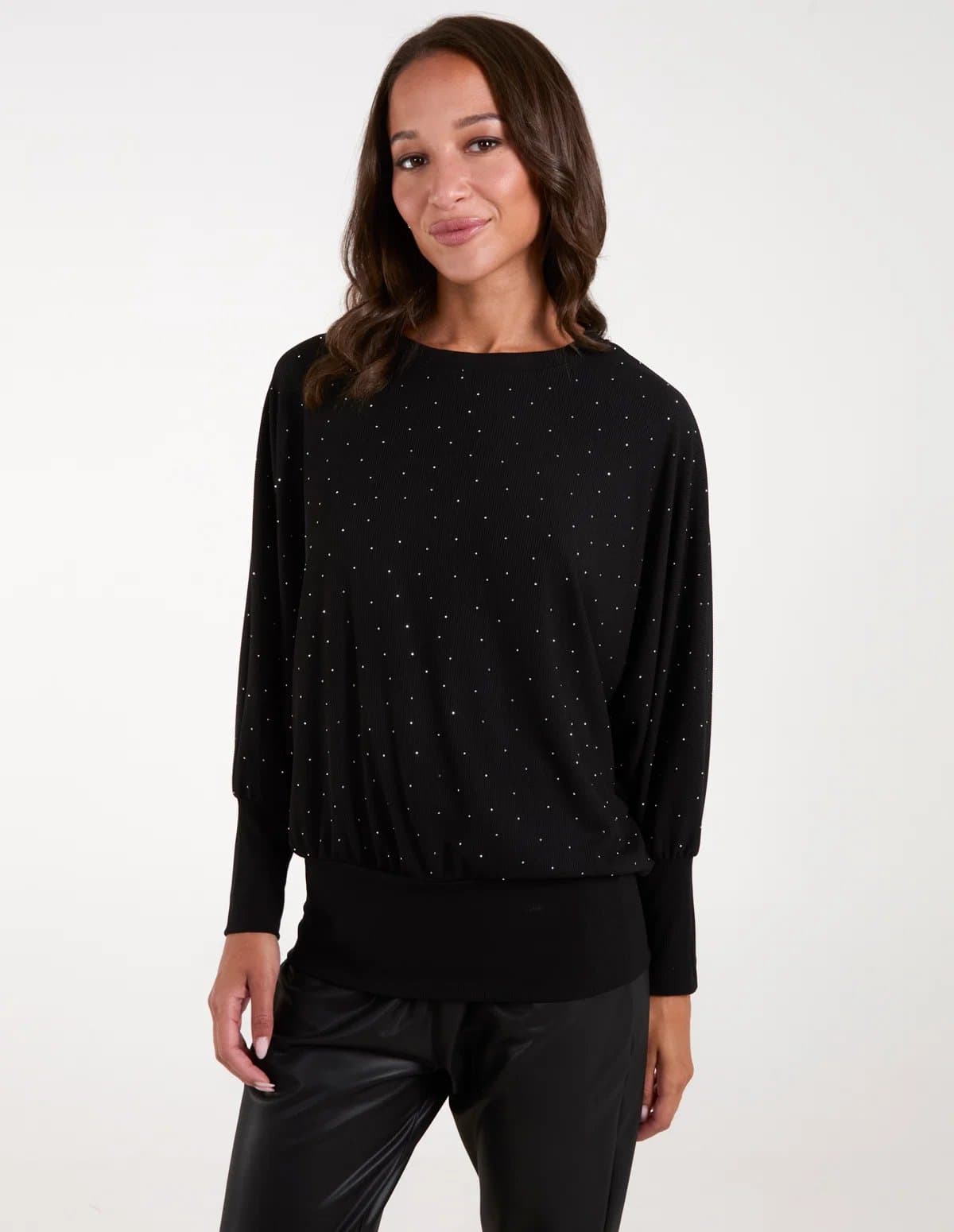 Blue Vanilla Batwing Top With Diamantes