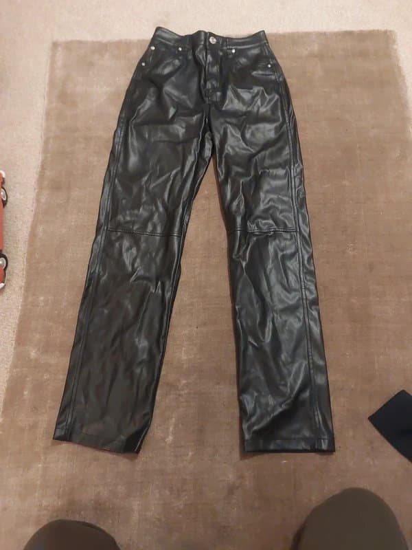 Bershka Leather look trousers super high waist size 8 bershka