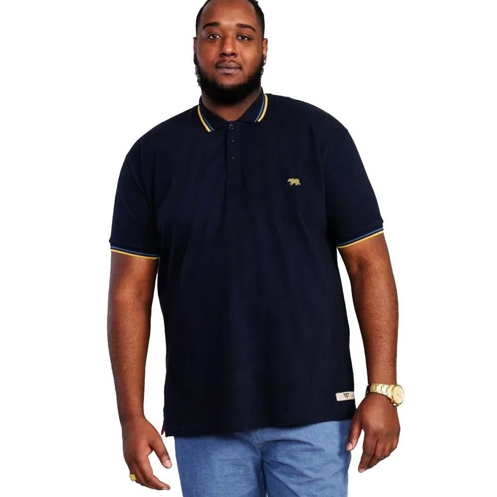 Duke Clothing Duke Clothing Men's D555 Hamford 1 Tipped Pique Ribbed Collar Kingsize Polo Shirt in Dark Navy - 3