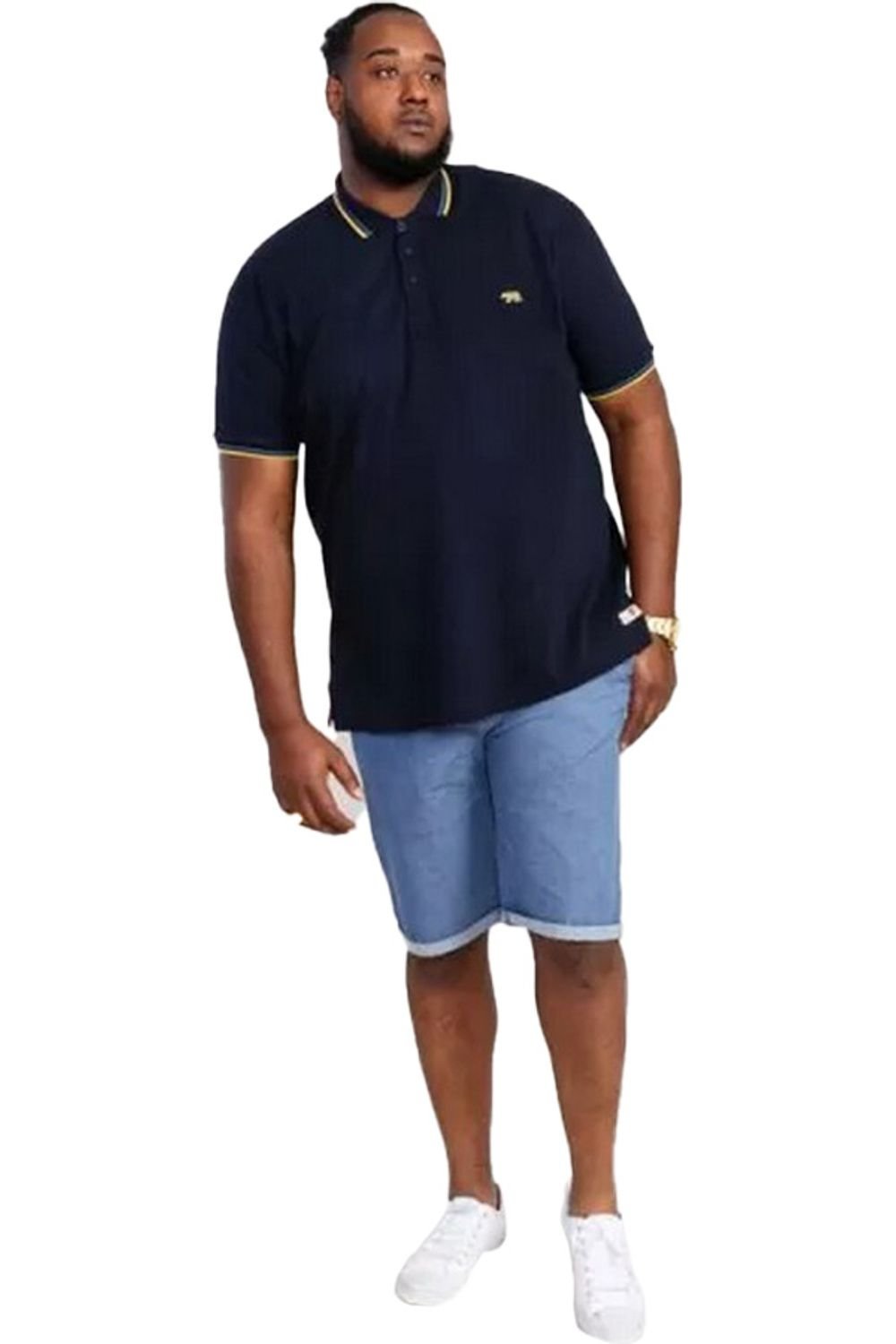 Duke Clothing Duke Clothing Men's D555 Hamford 1 Tipped Pique Ribbed Collar Kingsize Polo Shirt in Dark Navy - 4