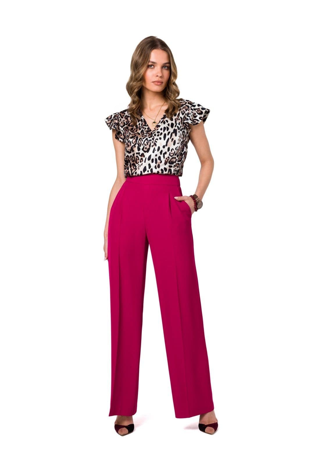 Love Lace Love Lace Fuchsia Wide Leg Pants with Waist Darts