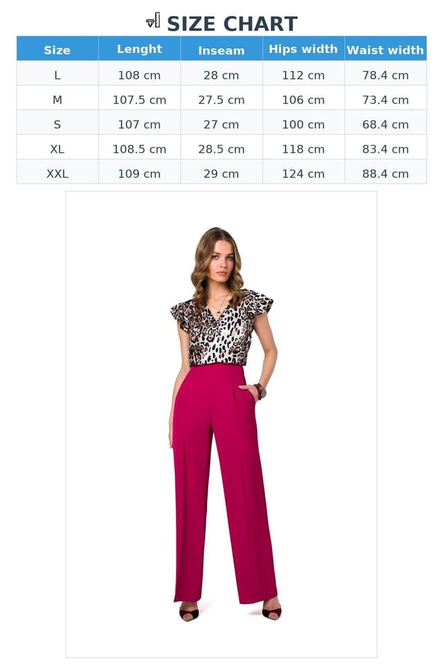 Love Lace Love Lace Women's Elegant Wide Leg Pants with Waist Darts in Fuchsia - 3