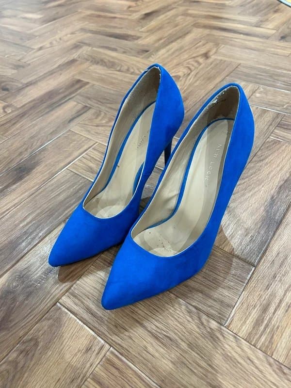 New Look New Look Womens Blue Suede Style Heels Size UK 5 EU 38