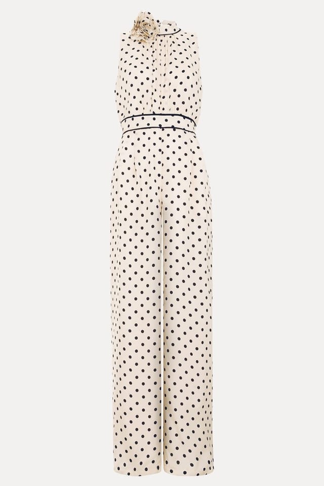 Phase Eight Phase Eight Women's Marilee High-Neck Pleated Front Jumpsuit in Warm White - 2