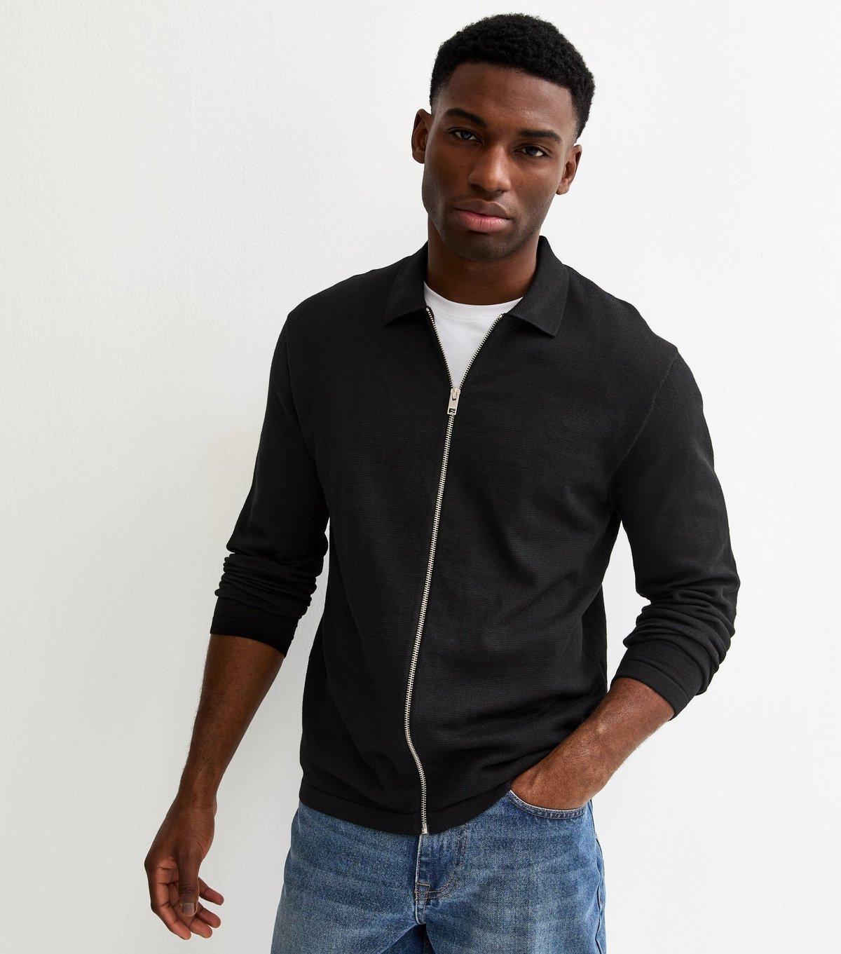 jack & jones Men's Black Knit Zip Cardigan Jack & Jones New Look - 2