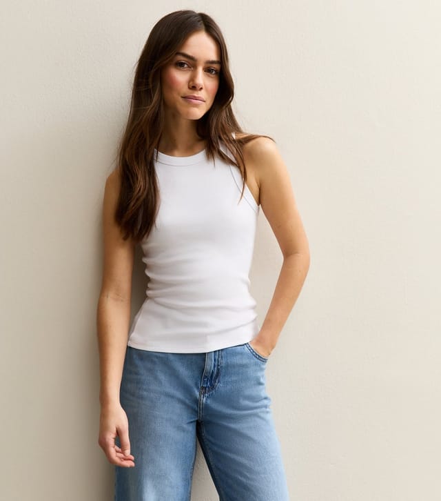 New Look Women's Petite White Ribbed Racerback Vest New Look - 3