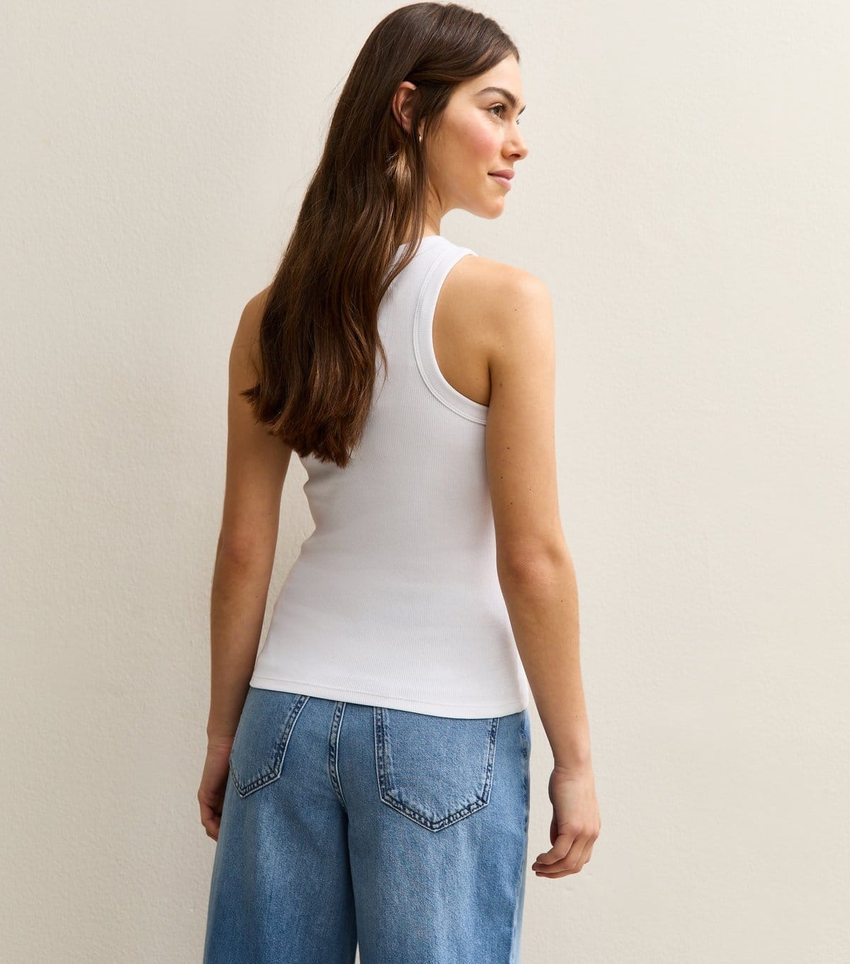 New Look Women's Petite White Ribbed Racerback Vest New Look - 4