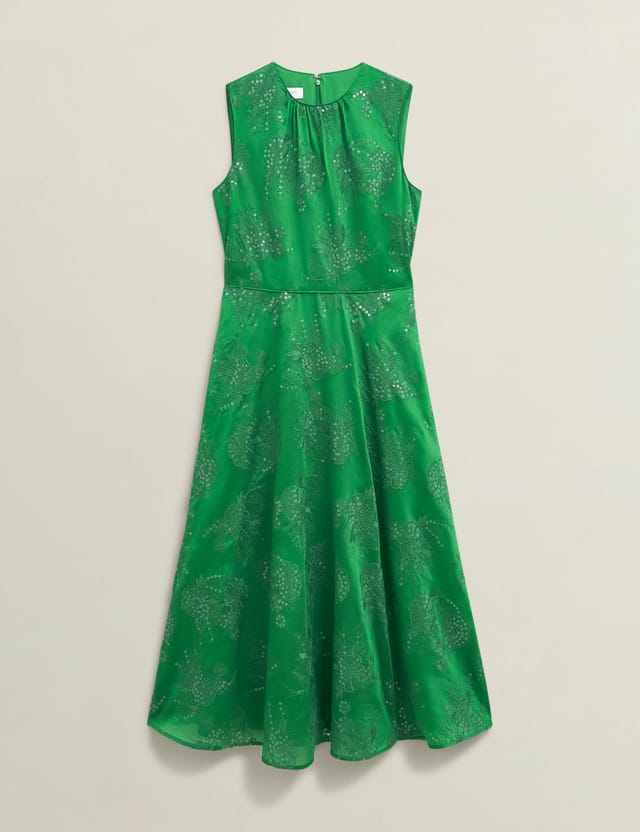 Hobbs London Hobbs London Women's Rachel Sleeveless Round Neck Midi Dress in Emerald - 2