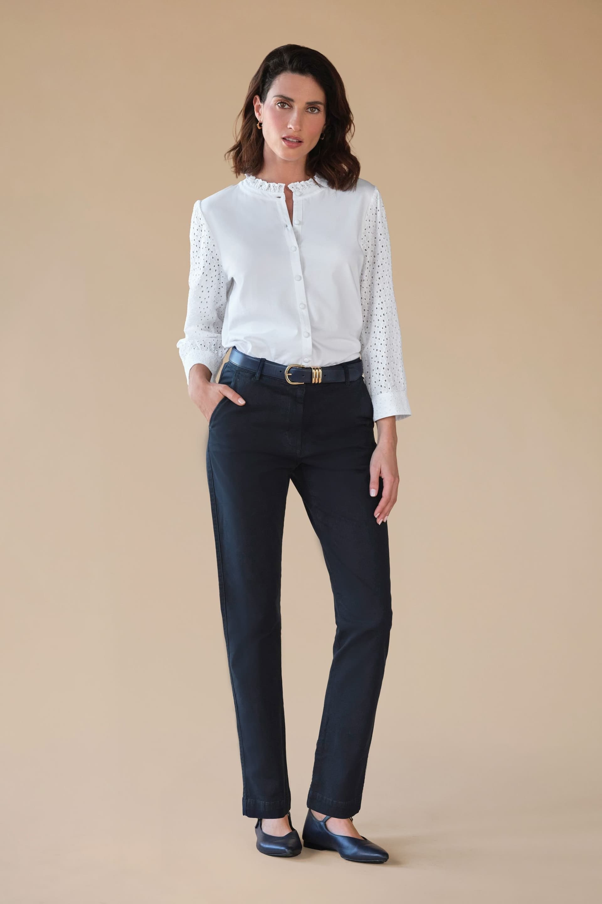 Pure Collection Pure Collection Women's Pure Premium Cotton Trouser in Navy