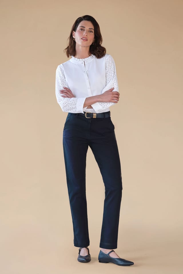 Pure Collection Pure Collection Women's Pure Premium Cotton Trouser in Navy - 2
