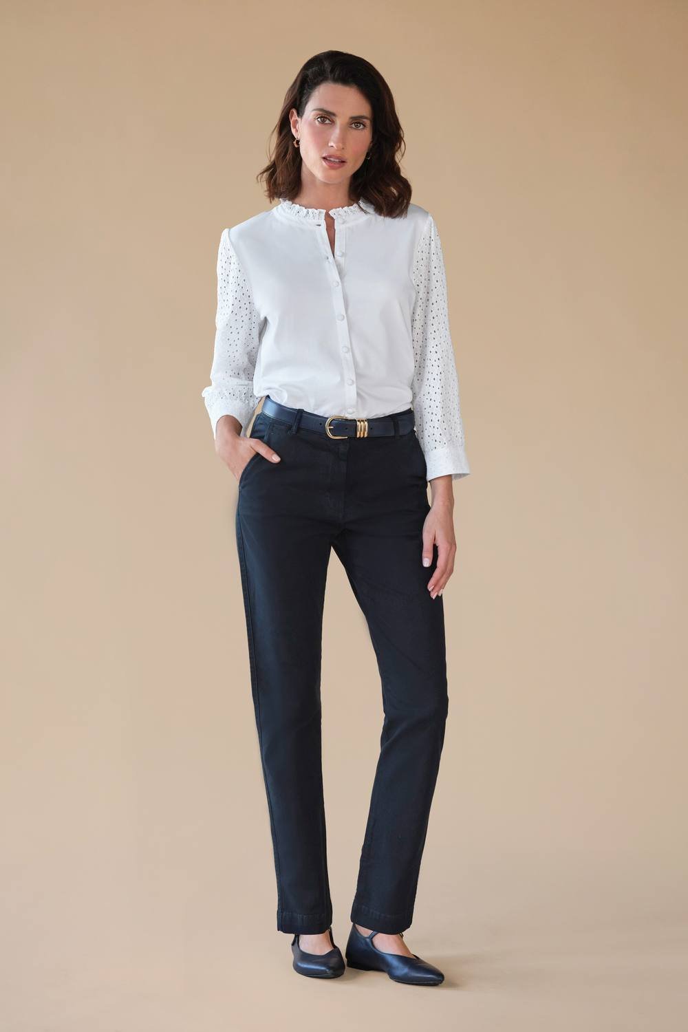 Pure Collection Pure Collection Women's Pure Premium Cotton Trouser in Navy - 3