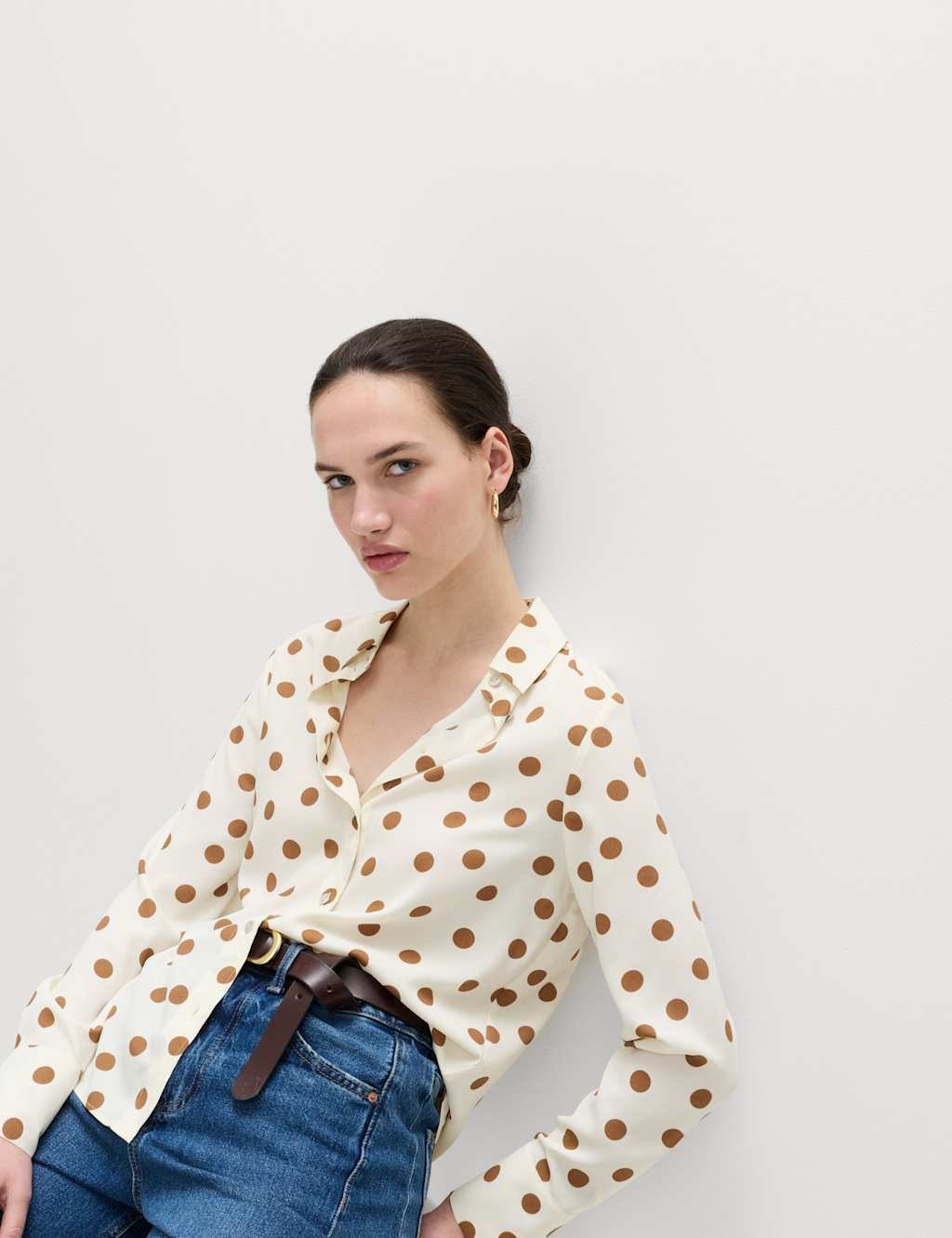 Marks & Spencer M&S Printed Collared Shirt Ivory Mix - 4